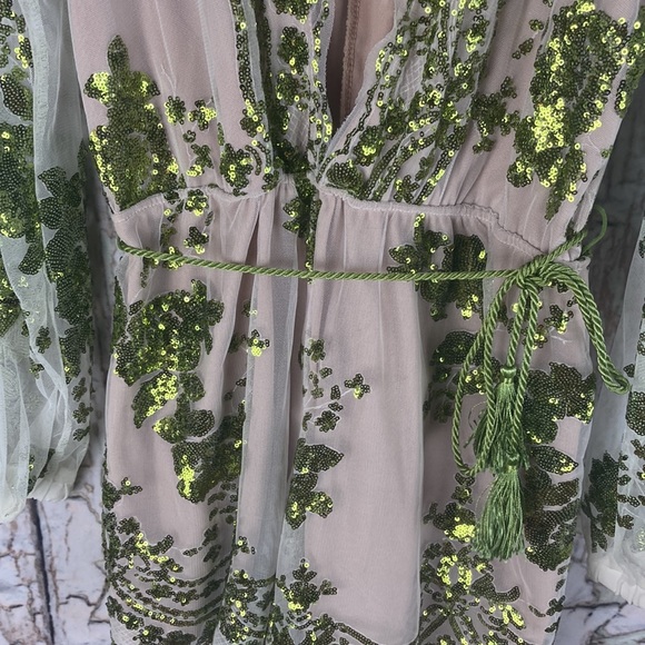 Sequin shorts one piece. Green,see thru & sexy!!! NWOT - Picture 2 of 3